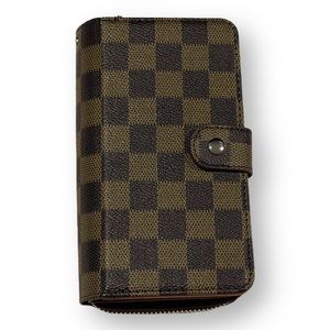Brown Checkered Zip Around Wallet Case for iPhone 8+